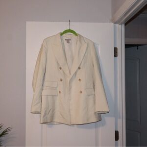 H&M Women's Off-White Double-Breasted Blazer